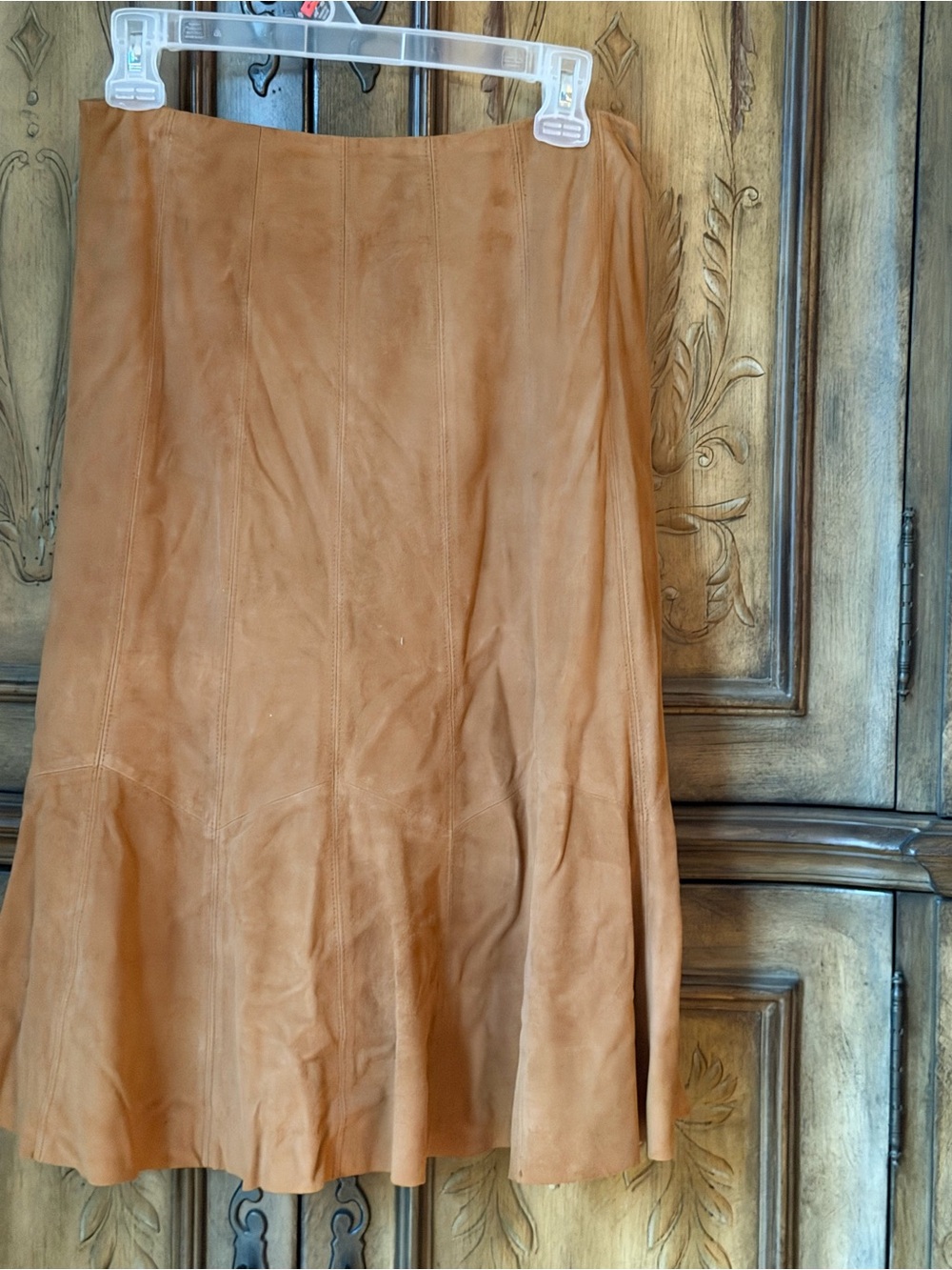 Ralph Lauren Tan Leather A-Line Skirt
